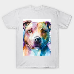 Pit Bull Terrier Portrait Watercolor T-Shirt